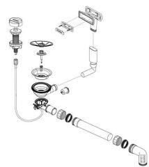 Garniture de vidage 1x3,5" avec vidage automatique trop-plein masqu&eacute; C-overflow&reg; InFino